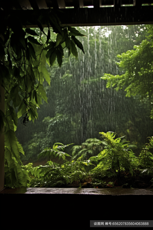 倾盆大雨雨季下雨天气图片摄影图