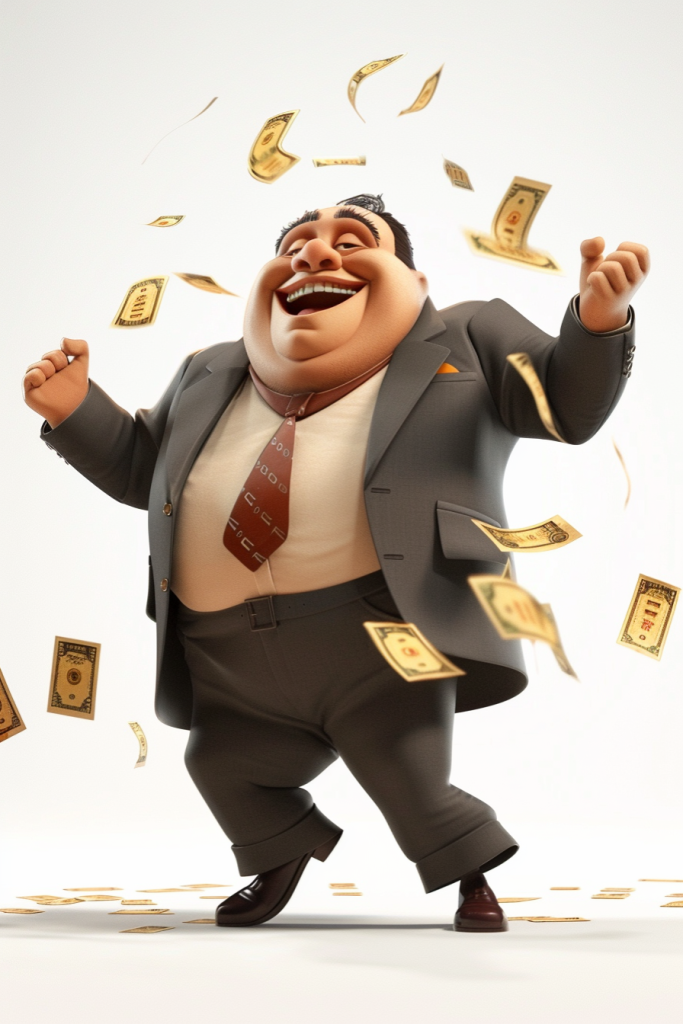 男士欢呼钞票商务企业人物模型图片