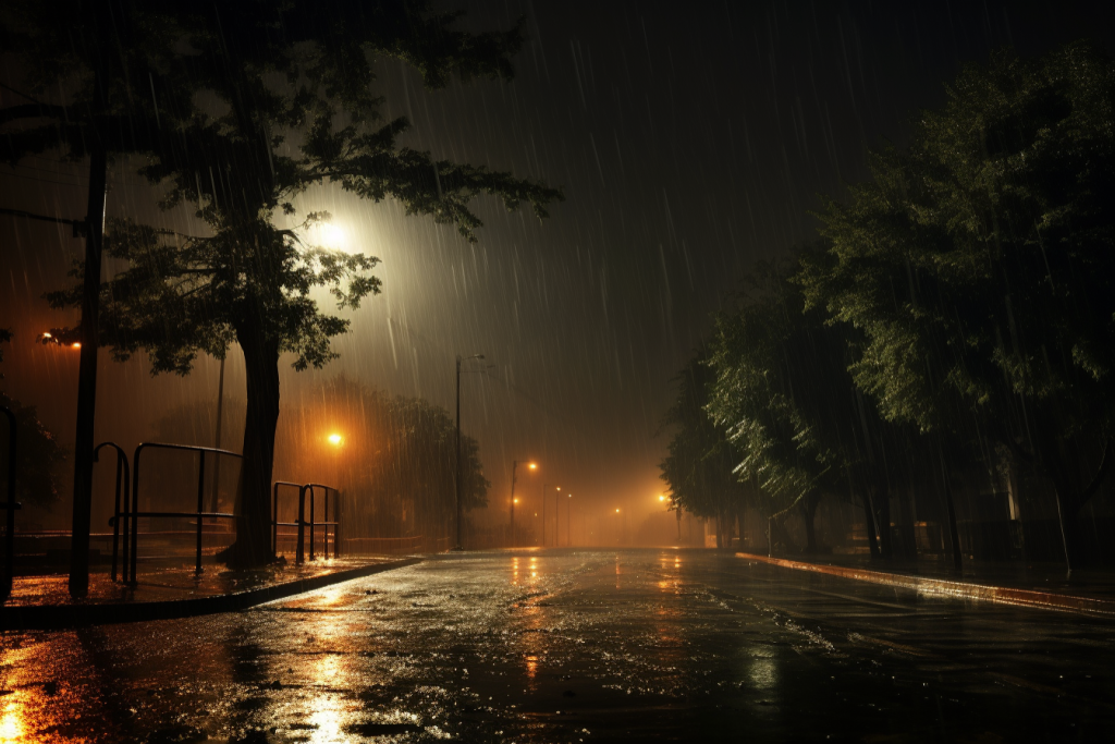 雨天雨季暴雨倾盆大雨下雨雨天摄影图图片