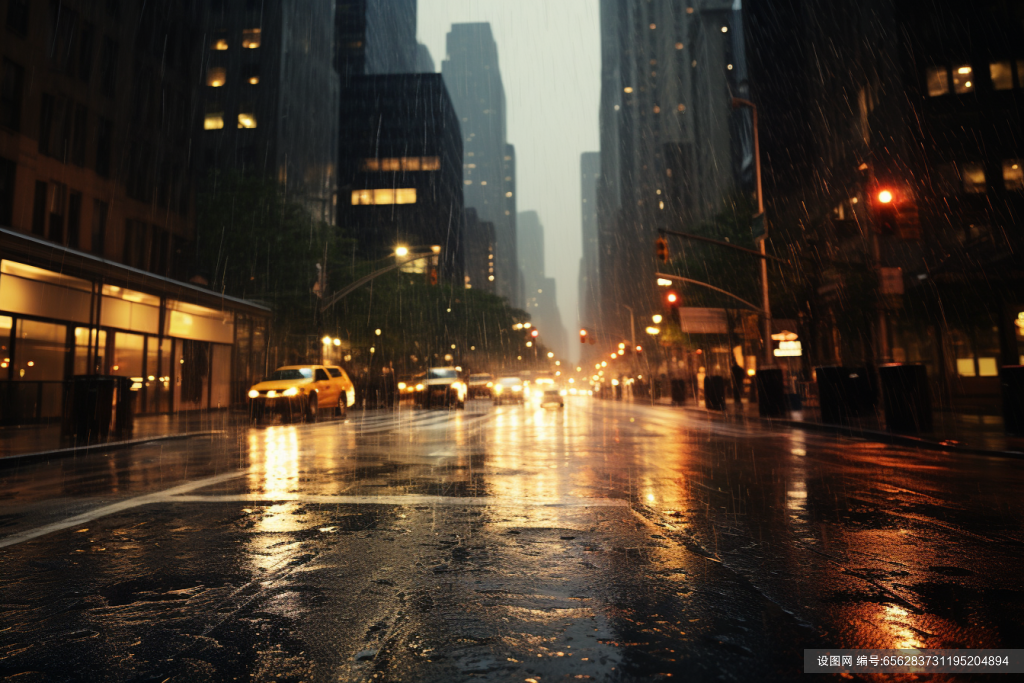 雨天雨季倾盆大雨摄影图图片