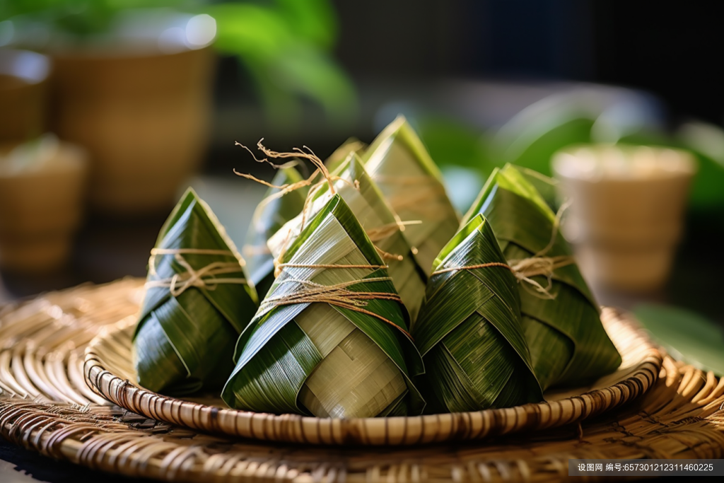 食物包粽子芦苇叶粽子图片摄影图