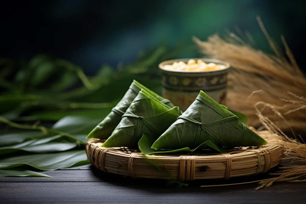 粽叶肉粽子食物包粽子芦苇叶粽子图片摄影图