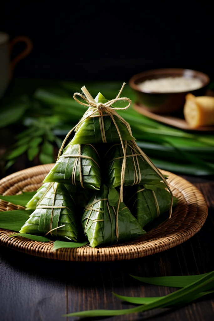 食物包粽子芦苇叶粽子图片摄影图