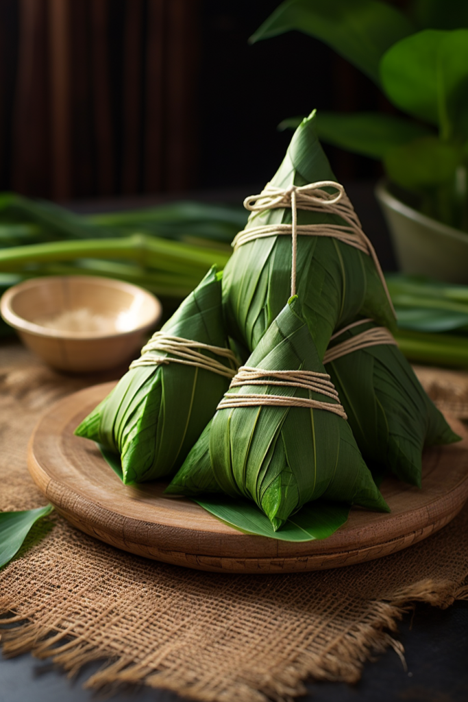 食物包粽子芦苇叶粽子图片摄影图