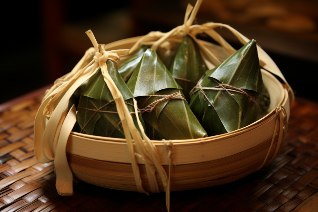 端阳节粽叶端午节美食食物粽子图片摄影图