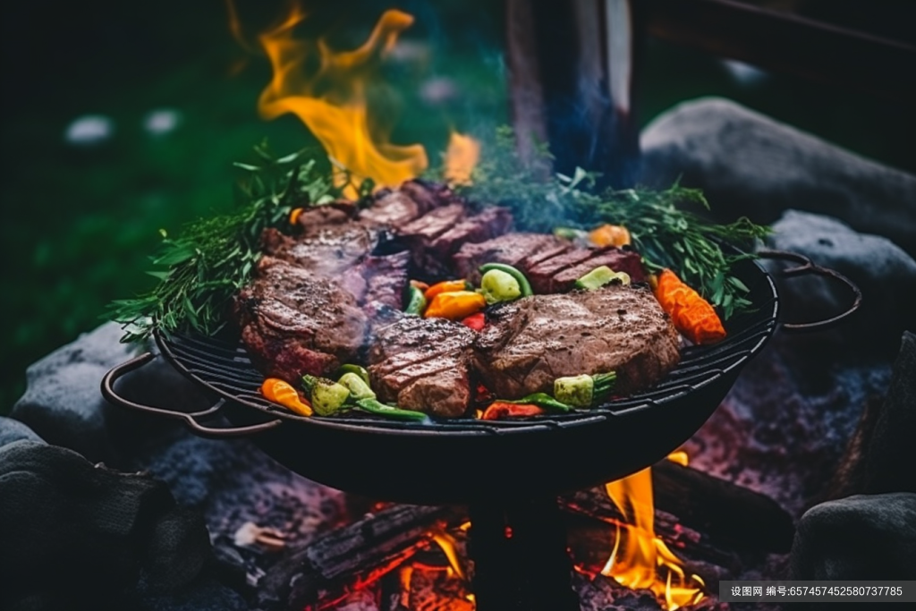 美味食物烤串炭烤美食烤肉烧烤图片摄影图