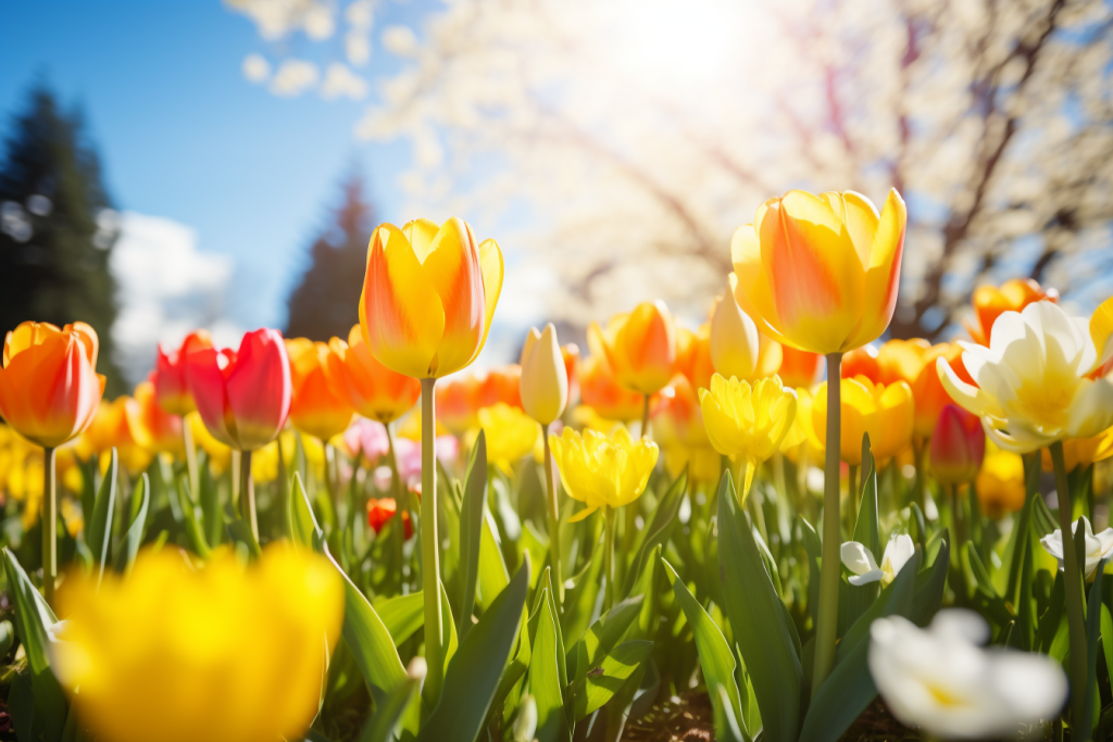 植物花朵花瓣春暖花开花丛郁金香图片摄影图