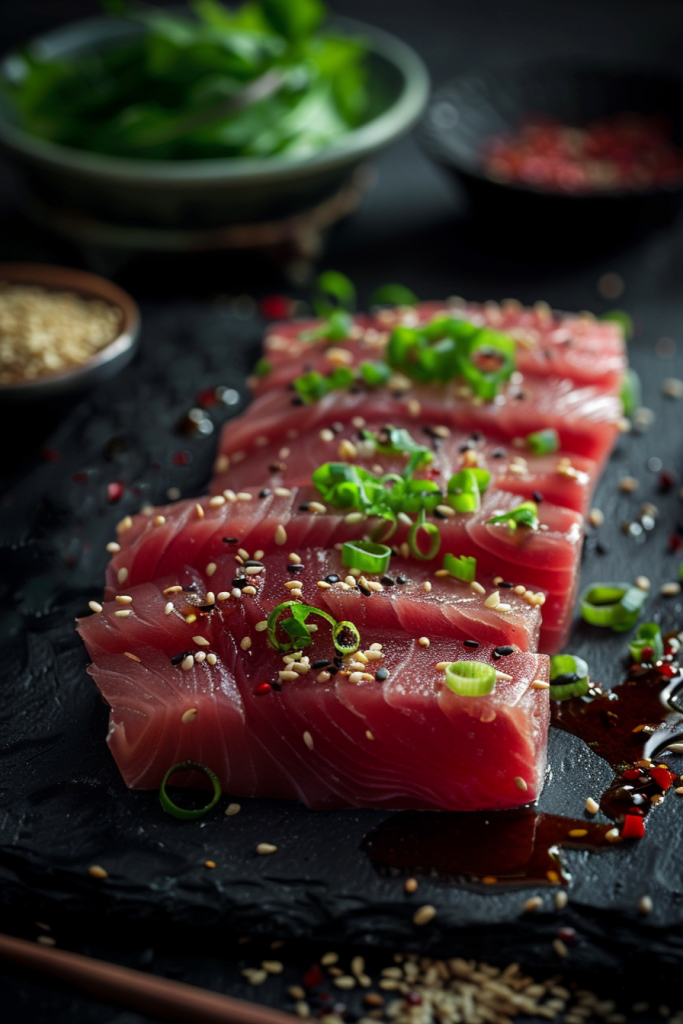 刺身生肉鱼肉金枪鱼刺身图片摄影图