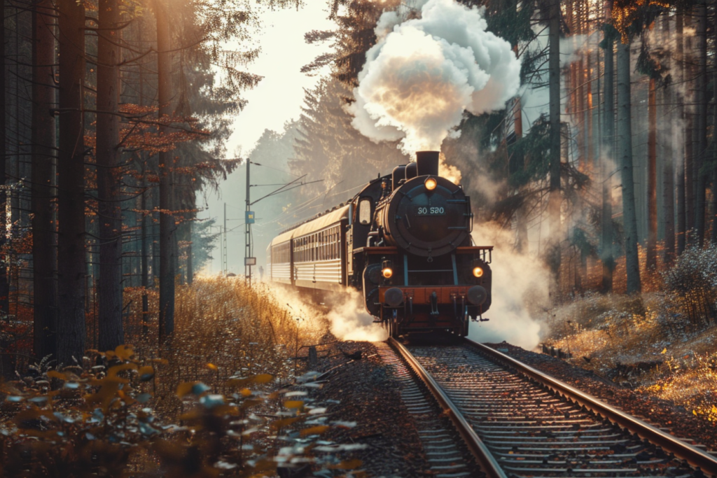 树木铁路山林铁路火车图片