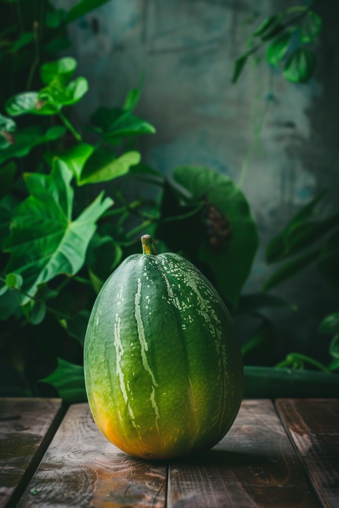 有机新鲜青皮木瓜水果图片