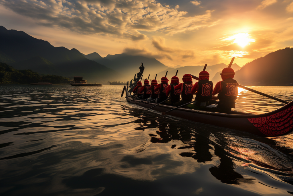 传统文化端午节龙舟表演摄影照片