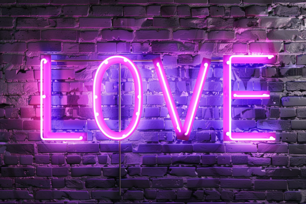 love霓虹发光英文字母背景图片
