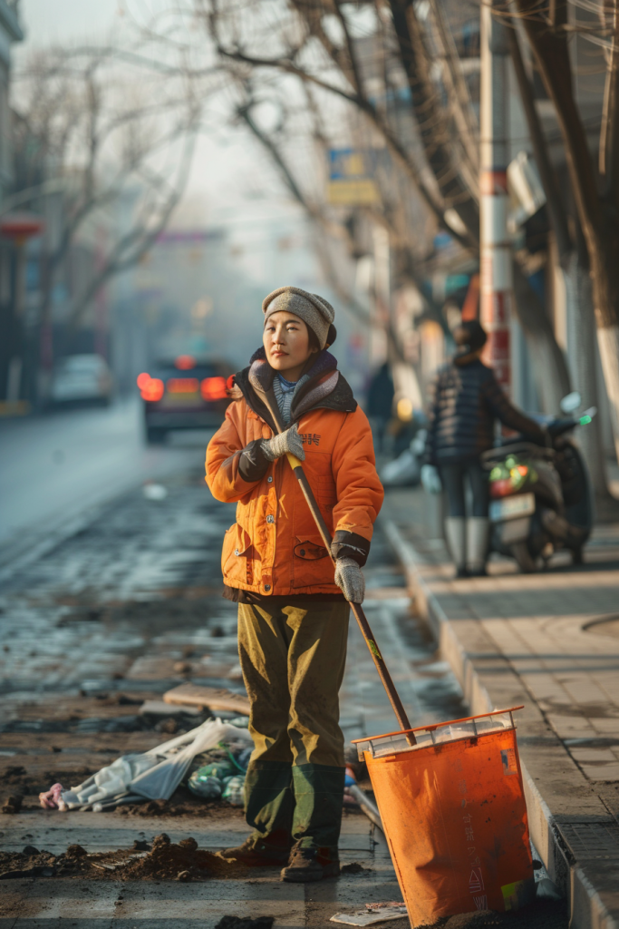 劳动节工人维护城市清洁工人物摄影图片