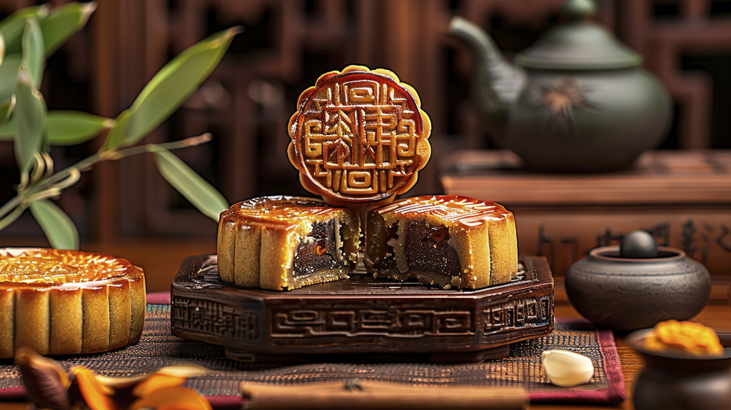 月饼五仁流心美食蛋黄点心糕点高清