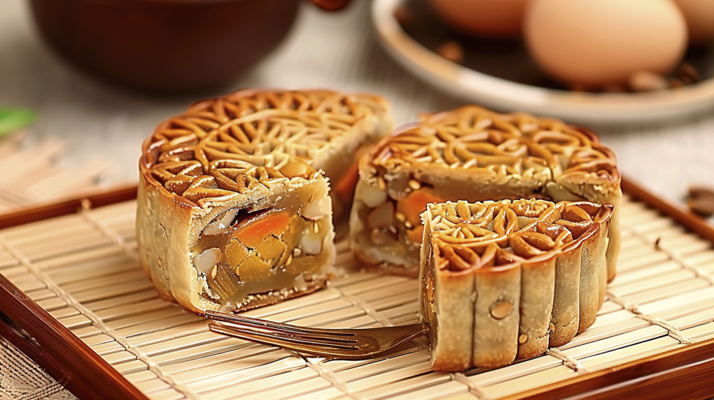 月饼五仁流心美食蛋黄点心糕点高清