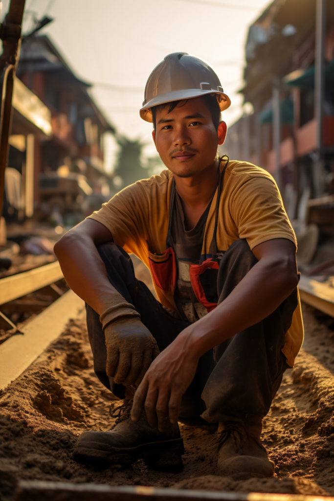 建筑工地施工人物肖像摄影图片