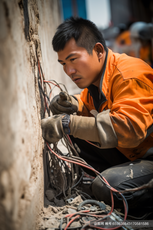 建筑上工地施工人物肖像摄影图片