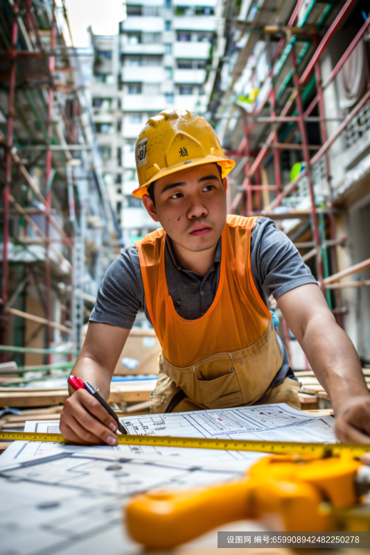 建筑计划工地施工人物肖像摄影图片