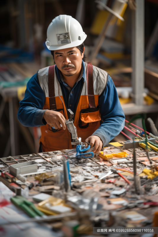 大楼建设工地施工人物肖像摄影图片