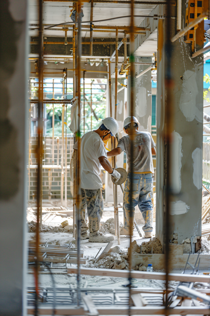 工程建设工地施工人物肖像摄影图片