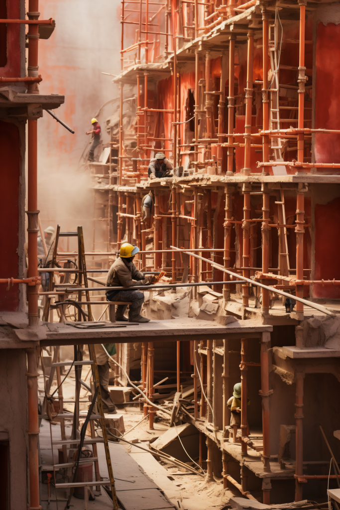 工程建设工地施工人物肖像摄影图片