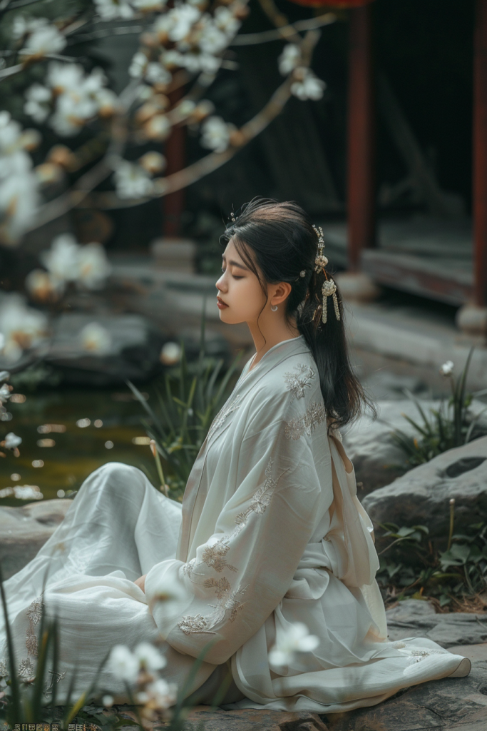 秀丽的桂花旗袍美女人物肖像摄影图片