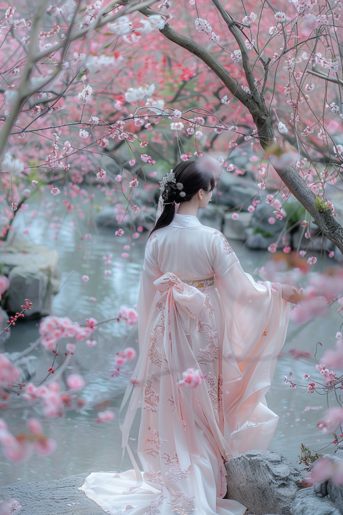 伶俐的桂花旗袍美女人物肖像摄影图片