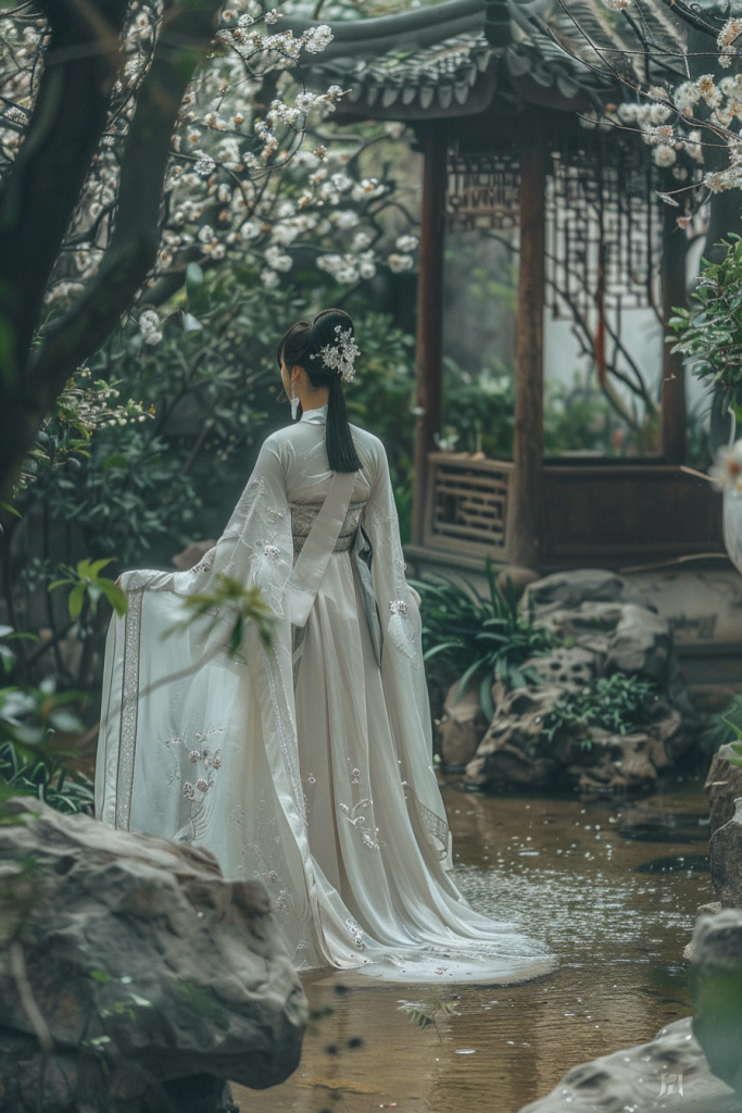 贤惠的桂花旗袍美女人物肖像摄影图片