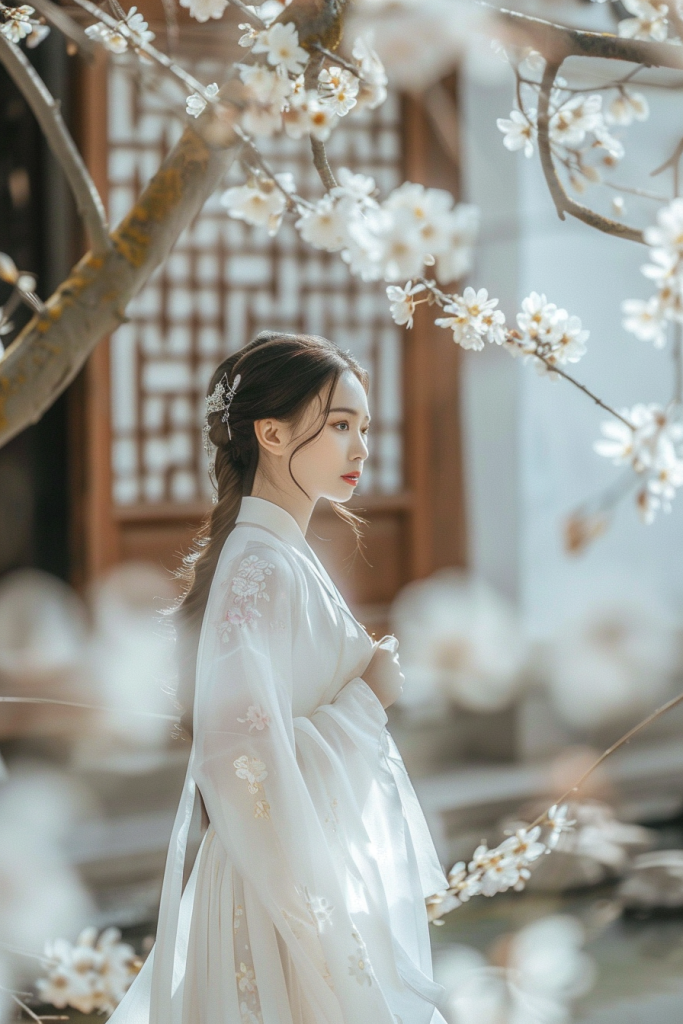 贤惠的桂花旗袍美女人物肖像摄影图片