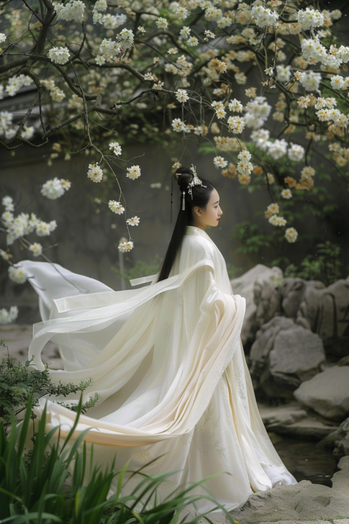 秀雅的桂花旗袍美女人物肖像摄影图片