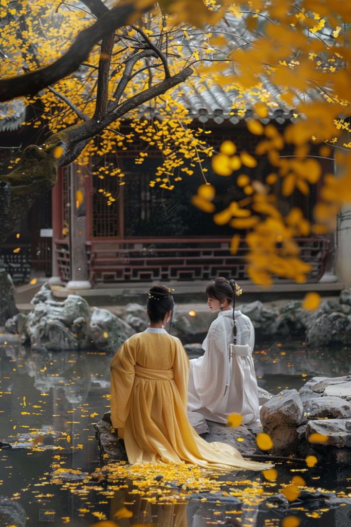 活泼的桂花旗袍美女人物肖像摄影图片