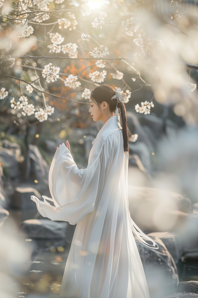 大方的桂花旗袍美女人物肖像摄影图片
