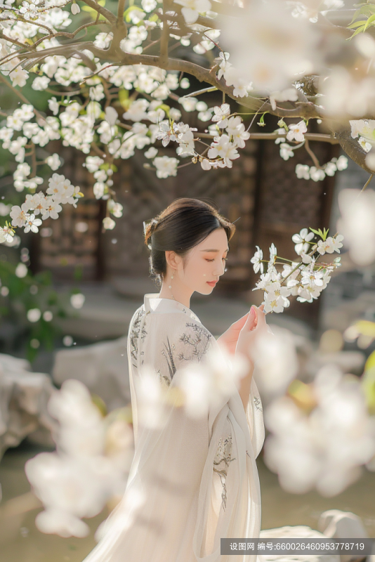 大方的桂花旗袍美女人物肖像摄影图片