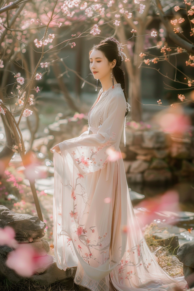 纯洁的桂花旗袍美女人物肖像摄影图片