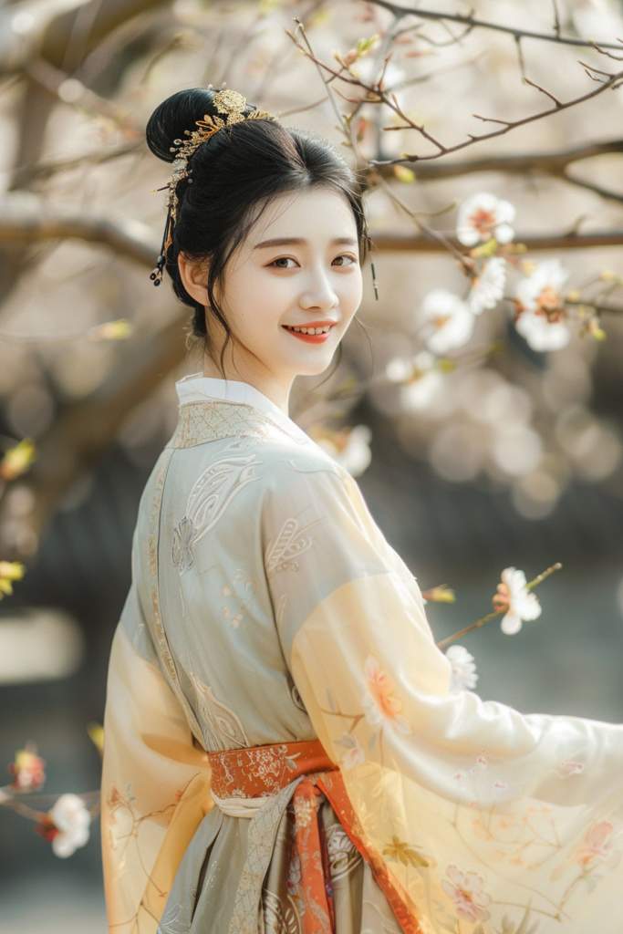 娇小的桂花旗袍美女人物肖像摄影图片