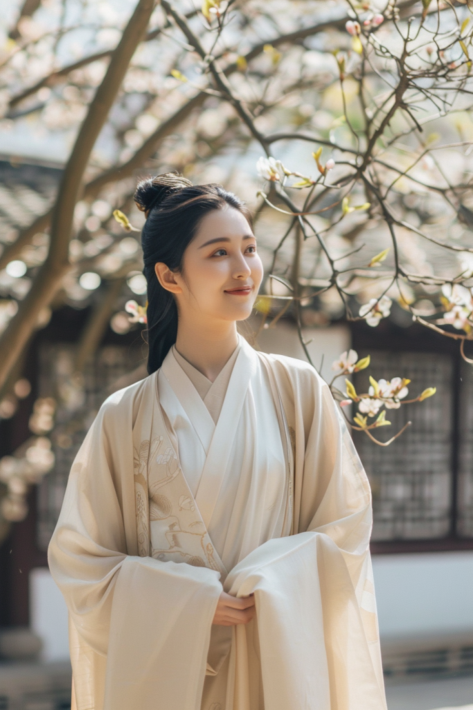 苗条的桂花旗袍美女人物肖像摄影图片