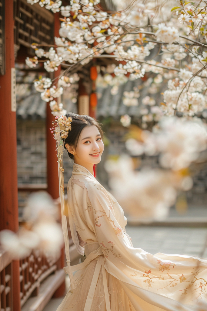 稳重的桂花旗袍美女人物肖像摄影图片