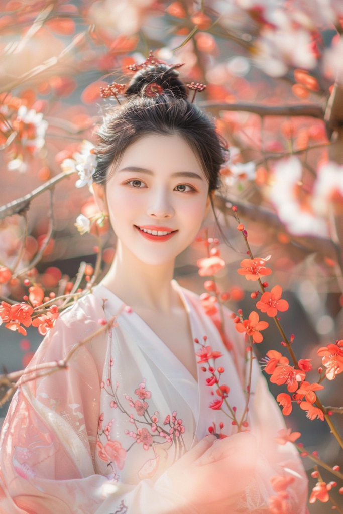 端庄的桂花旗袍美女人物肖像摄影图片