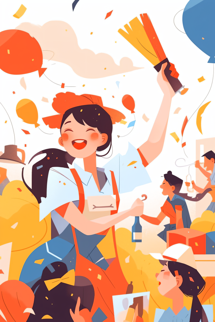 致敬五一劳动节扁平化人物插画