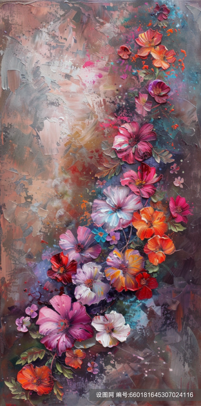 花朵油画装饰画AI图素材图png下载_编号660181645307024116-设图网