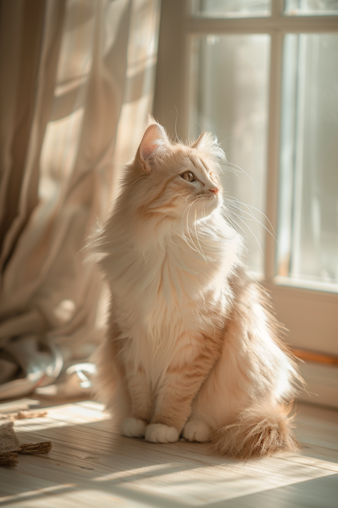 温顺的家养宠物缅因猫摄影图片