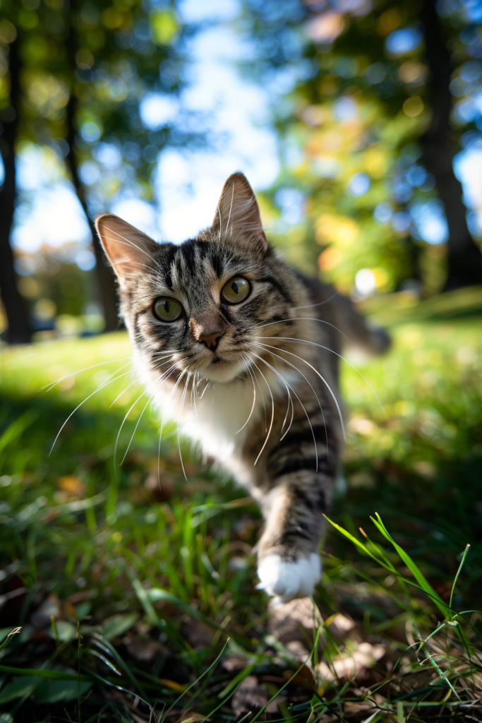 敏感的宠物猫咪缅因猫摄影图片