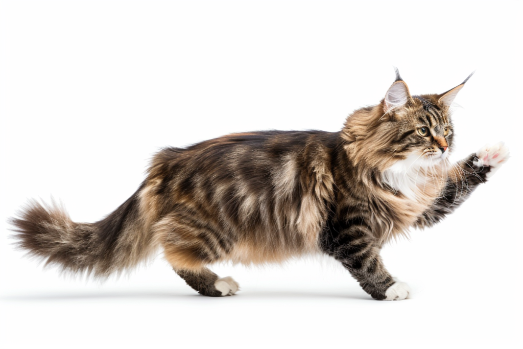 灵敏的宠物猫咪缅因猫摄影图片