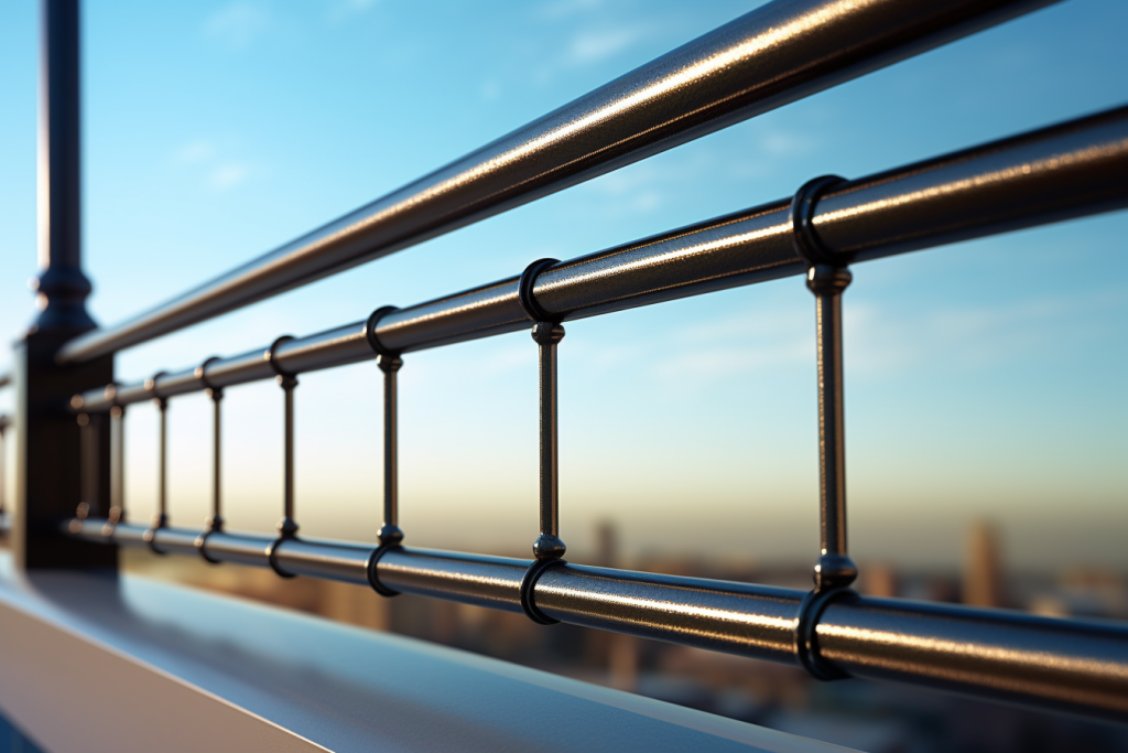 结构新颖的户外公路铁艺护栏摄影图片