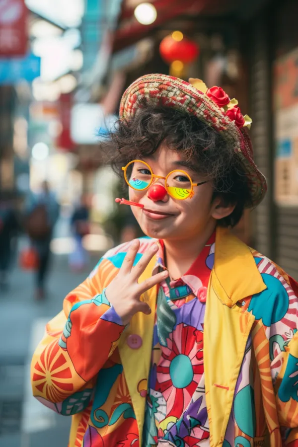 聪颖的男生愚人节小丑人物摄影图片