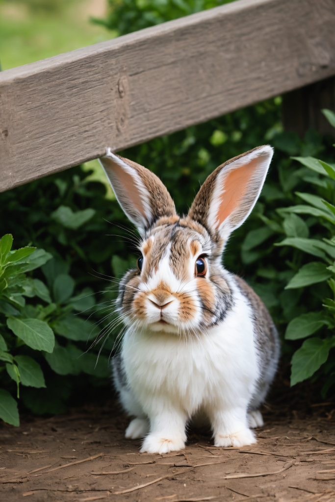 花园中可爱的小兔子摄影图片