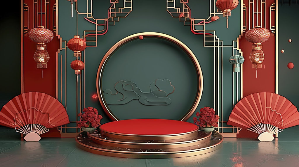 红色现代舞台高清空间展台首页背景