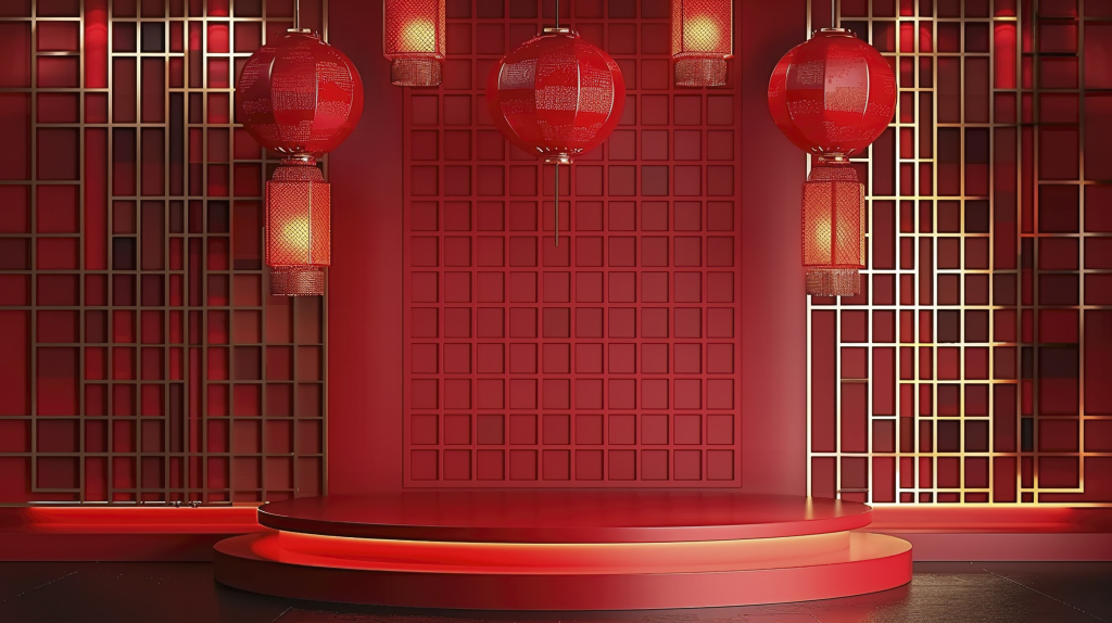 红色现代舞台高清空间展台首页背景