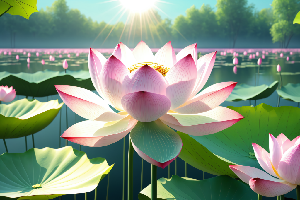 绿植大暑仲夏荷花荷叶插画图片