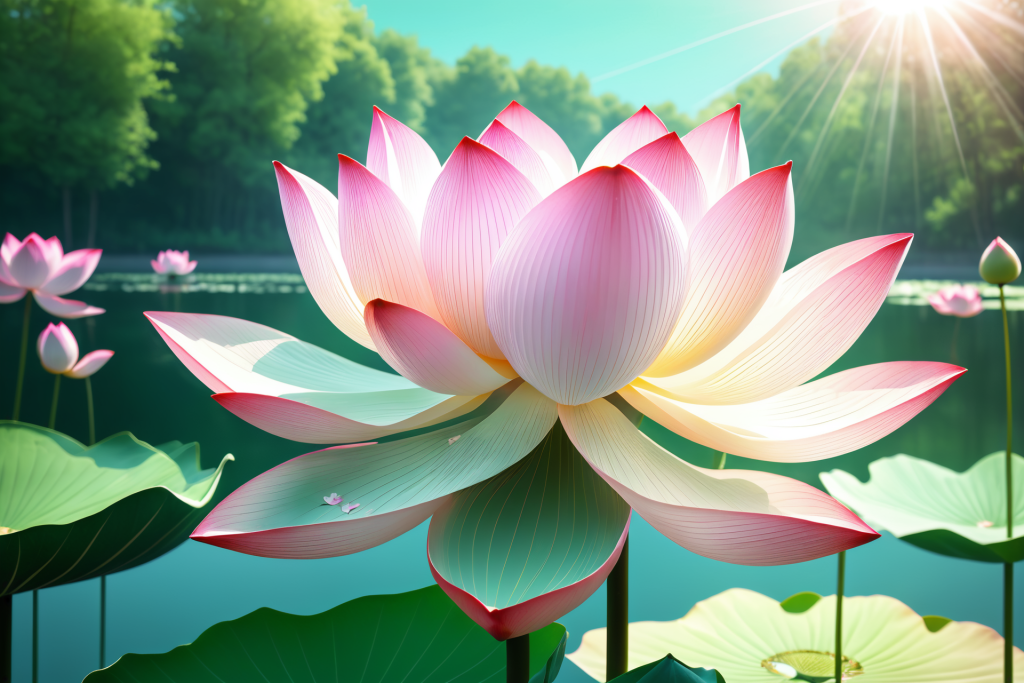 绿植大暑仲夏荷花荷叶插画图片